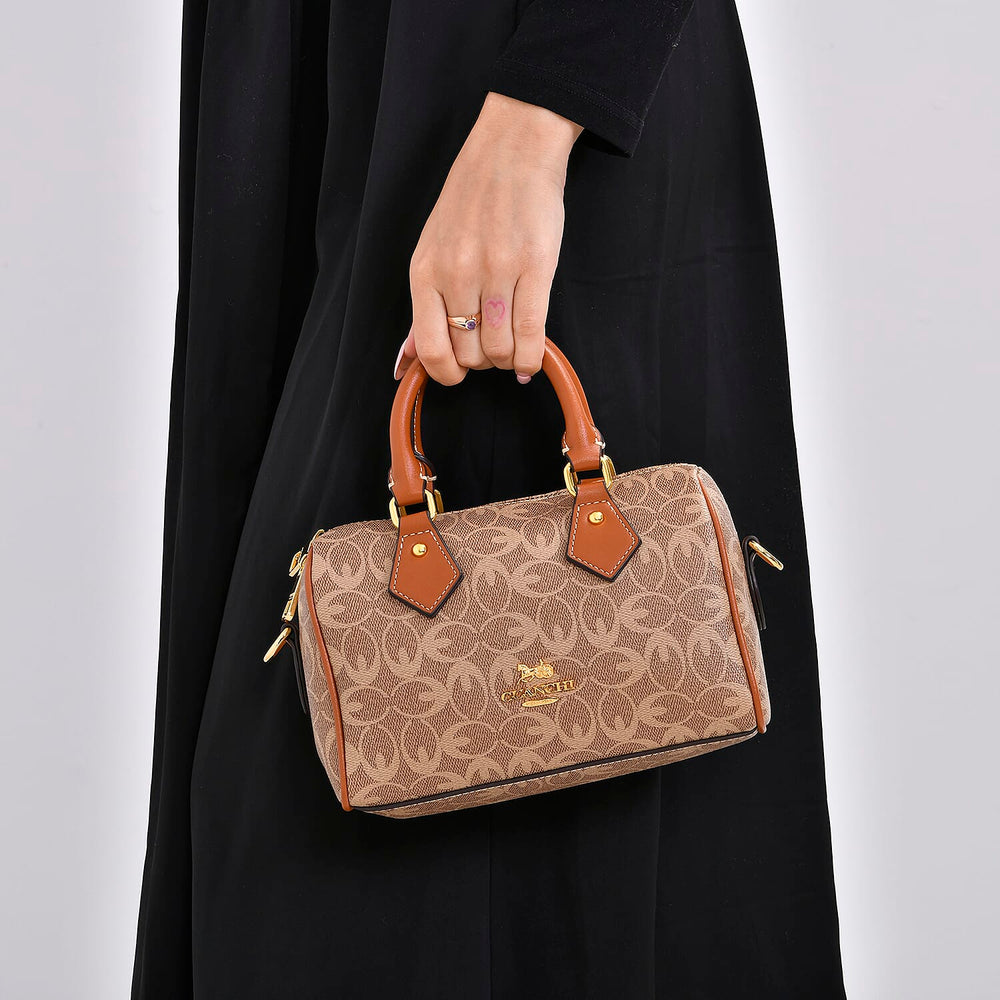 Guanchi Crossbody Bag with Exterior Zipped Pocket, Handle Drop - Shoulder Strap - Brown