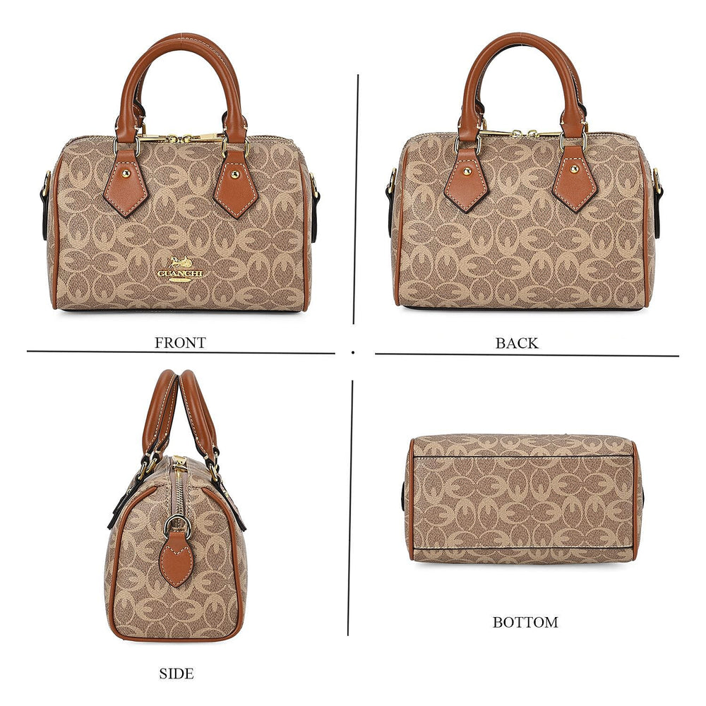 Guanchi Crossbody Bag with Exterior Zipped Pocket, Handle Drop - Shoulder Strap - Brown