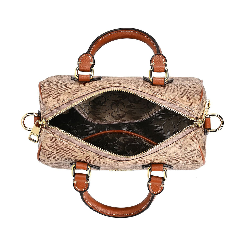 Guanchi Crossbody Bag with Exterior Zipped Pocket, Handle Drop - Shoulder Strap - Brown