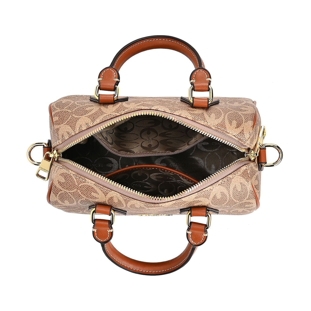 Guanchi Crossbody Bag with Exterior Zipped Pocket, Handle Drop - Shoulder Strap - Brown