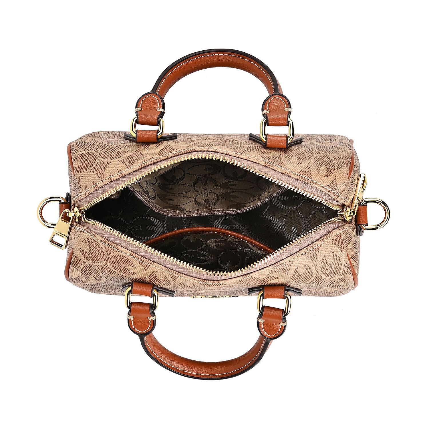 Guanchi Crossbody Bag with Exterior Zipped Pocket, Handle Drop - Shoulder Strap - Brown