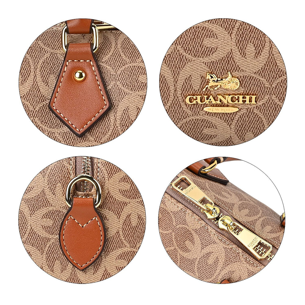 Guanchi Crossbody Bag with Exterior Zipped Pocket, Handle Drop - Shoulder Strap - Brown