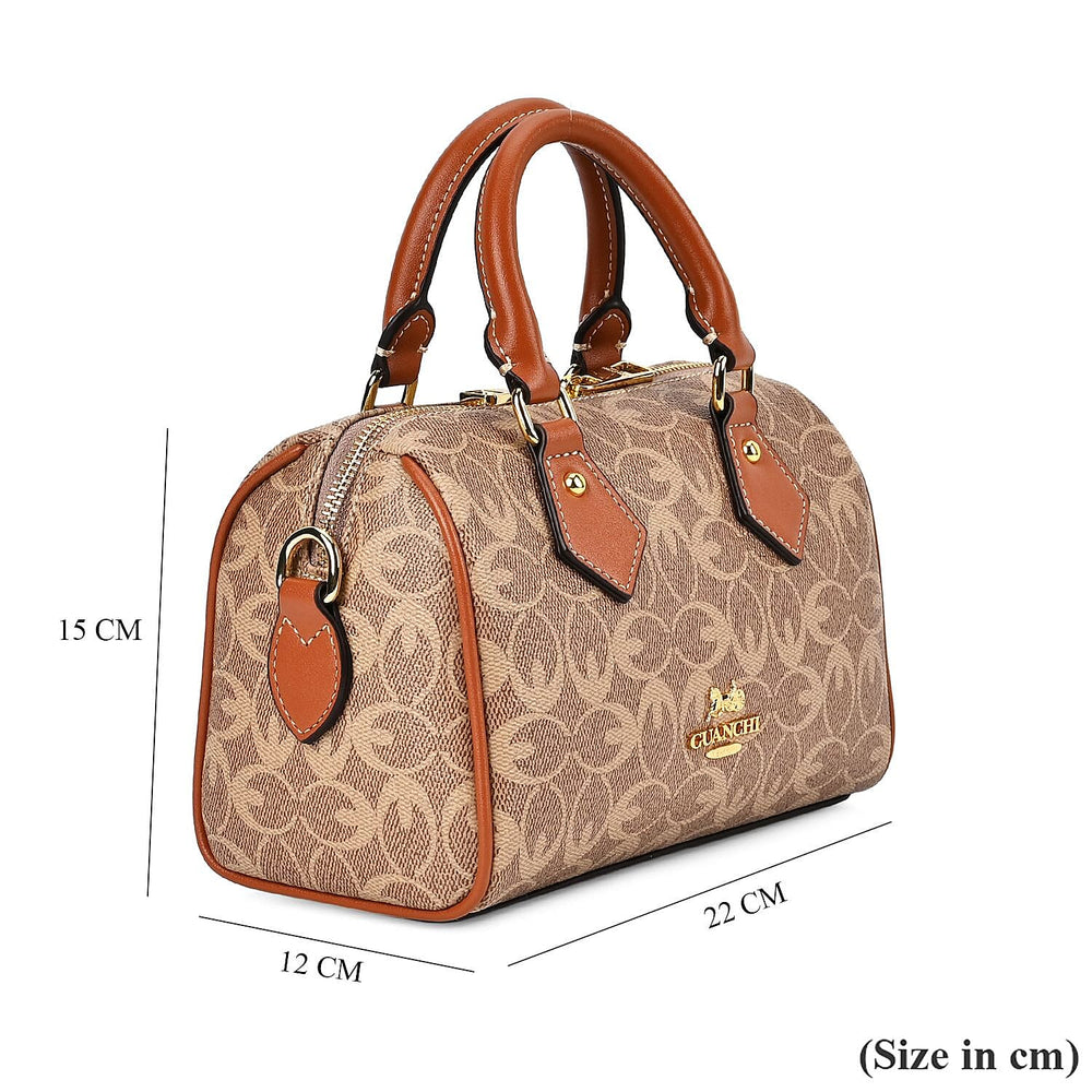 Guanchi Crossbody Bag with Exterior Zipped Pocket, Handle Drop - Shoulder Strap - Brown