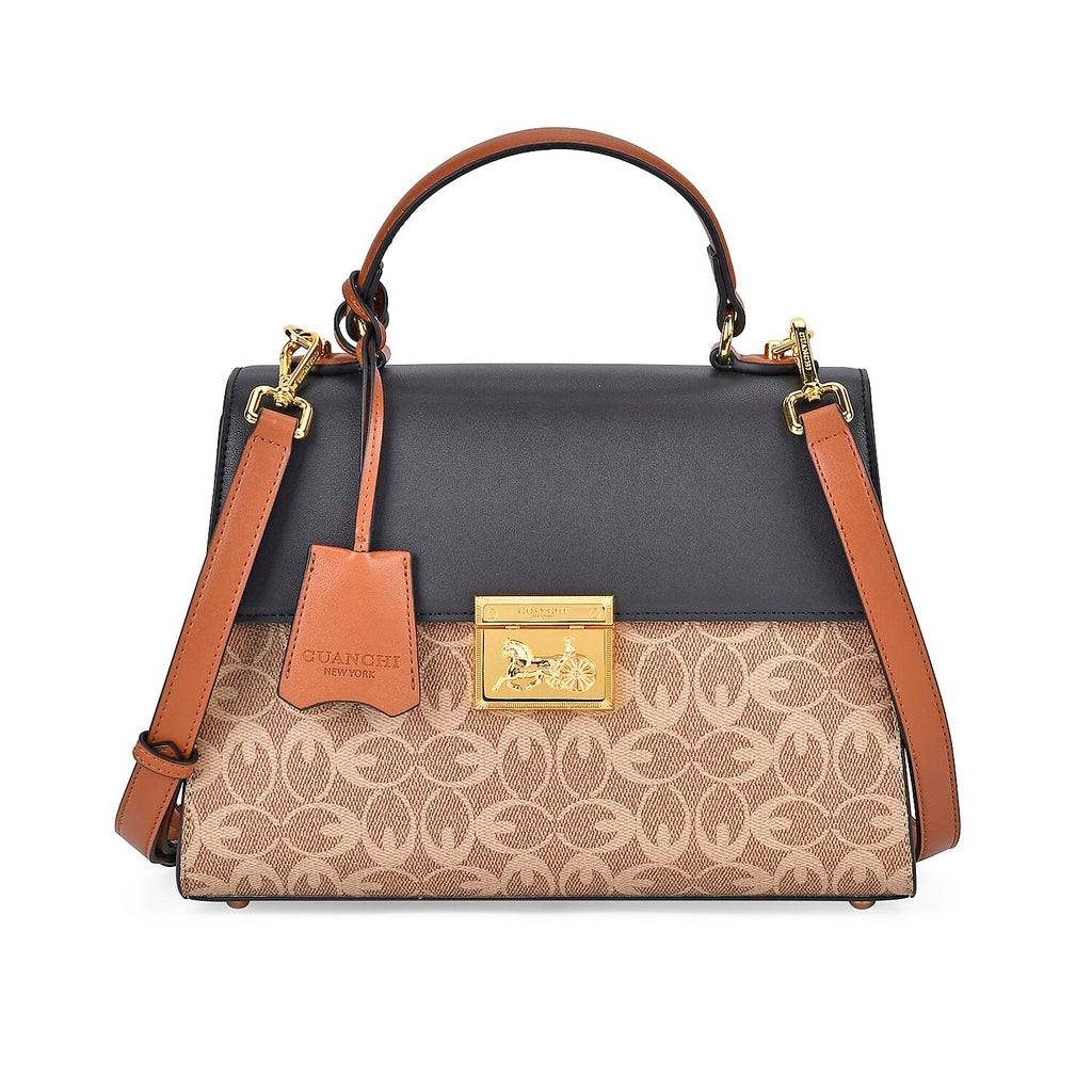 GUANCHI Crossbody Bag with Handle Drop - Brown & Black