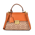 GUANCHI Oval Pattern Crossbody Bag with Handle Drop - Brown & Beige