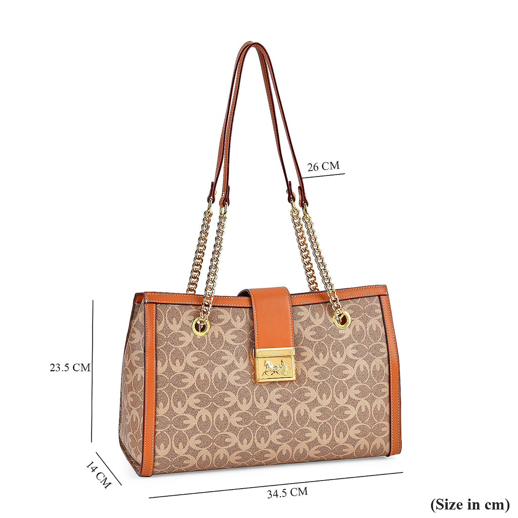 GUANCHI Shoulder Bag with Exterior Zipped Pocket - Brown