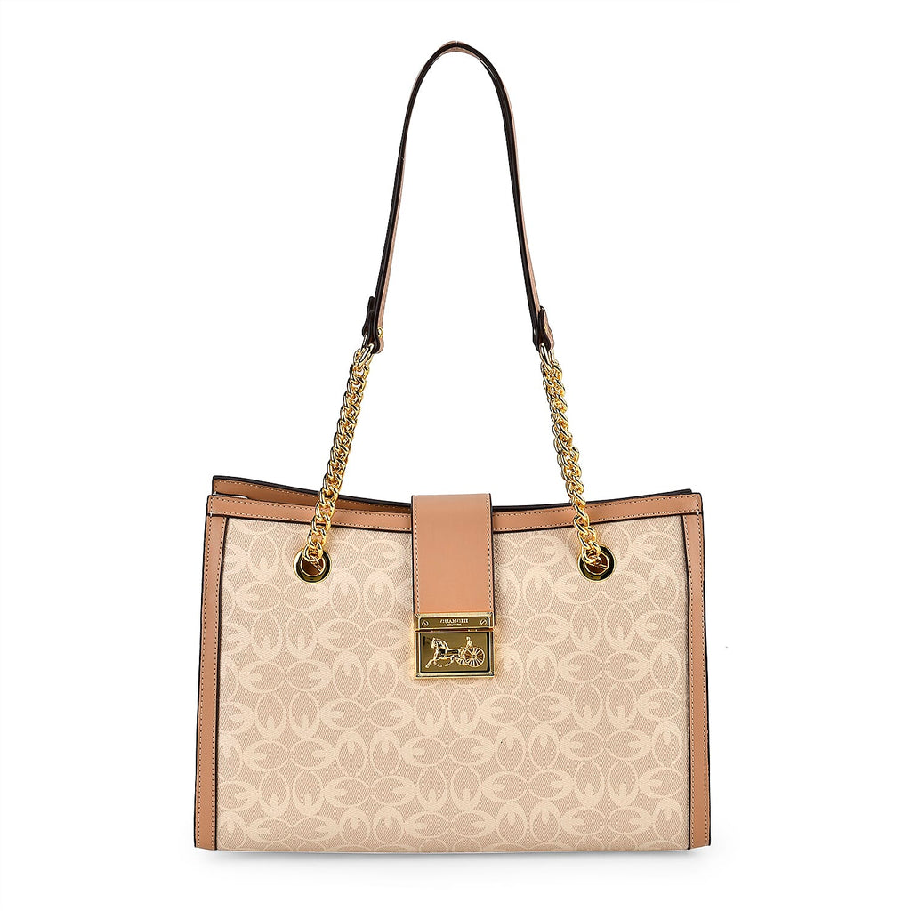 GUANCHI Shoulder Bag with Exterior Zipped Pocket - Off White