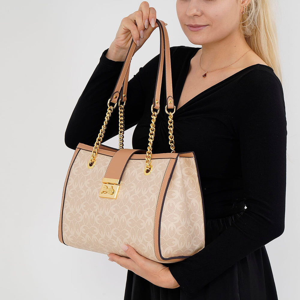 GUANCHI Shoulder Bag with Exterior Zipped Pocket - Off White