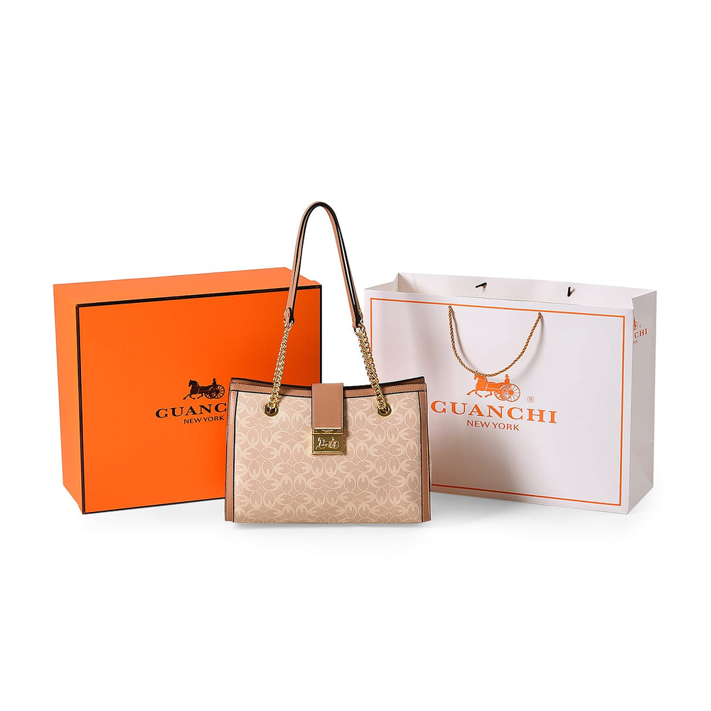 GUANCHI Shoulder Bag with Exterior Zipped Pocket - Off White
