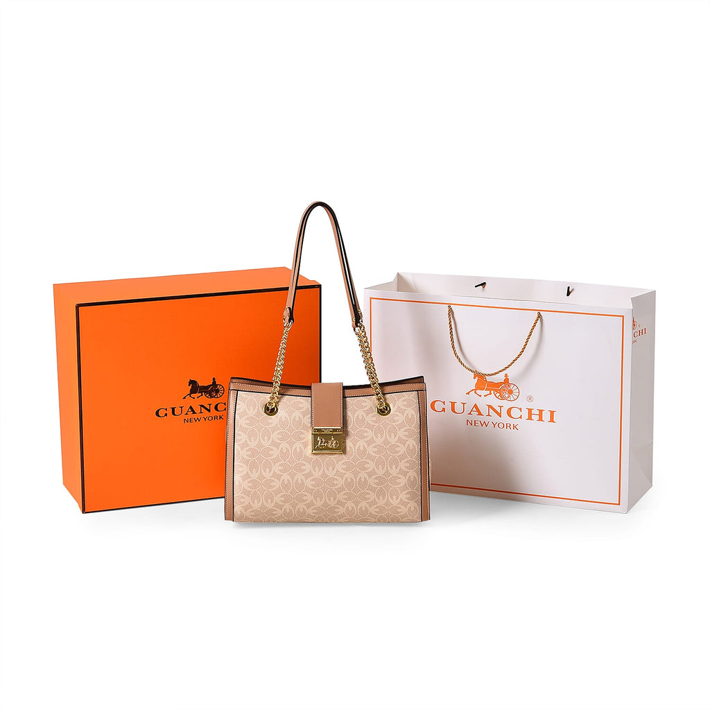 GUANCHI Shoulder Bag with Exterior Zipped Pocket - Off White