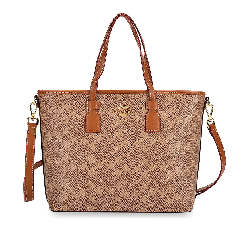 Guanchi Tote Bag with Detachable Shoulder Strap - Tan