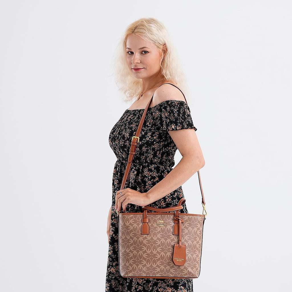 Guanchi Tote Bag with Detachable Shoulder Strap - Tan
