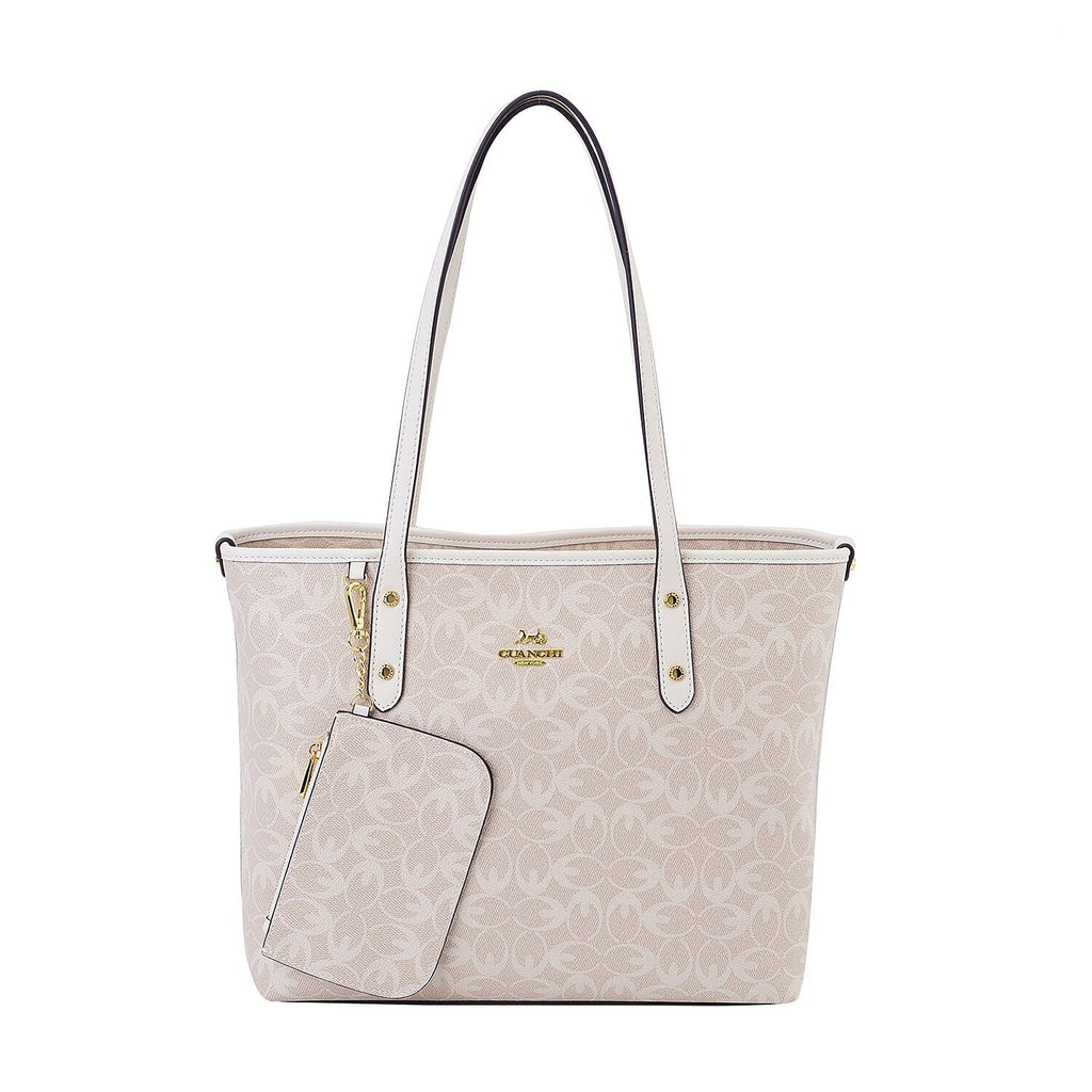 GUANCHI Tote Bag with Detachable Coin Pouch - Off White