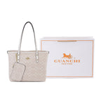 GUANCHI Tote Bag with Detachable Coin Pouch - Off White