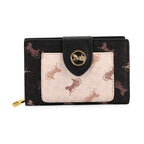 Guanchi Horse and Carriage Print Wallet - Black & Cream