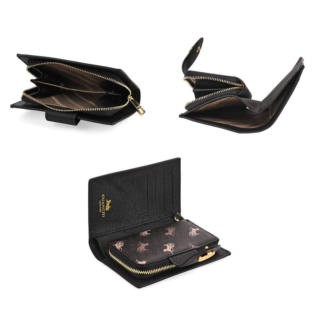 Guanchi Horse and Carriage Print Wallet - Black & Cream