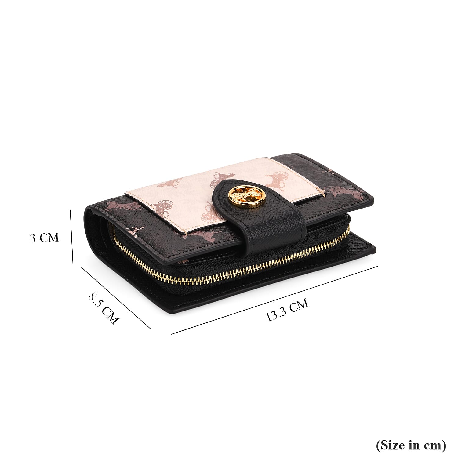 Guanchi Horse and Carriage Print Wallet - Black & Cream