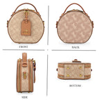 Guanchi Round Crossbody Bag with Top Handle - Ivory & Brown