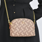 Guanchi Stylish Crossbody Bag with Shoulder Chain Strap - Brown & Beige