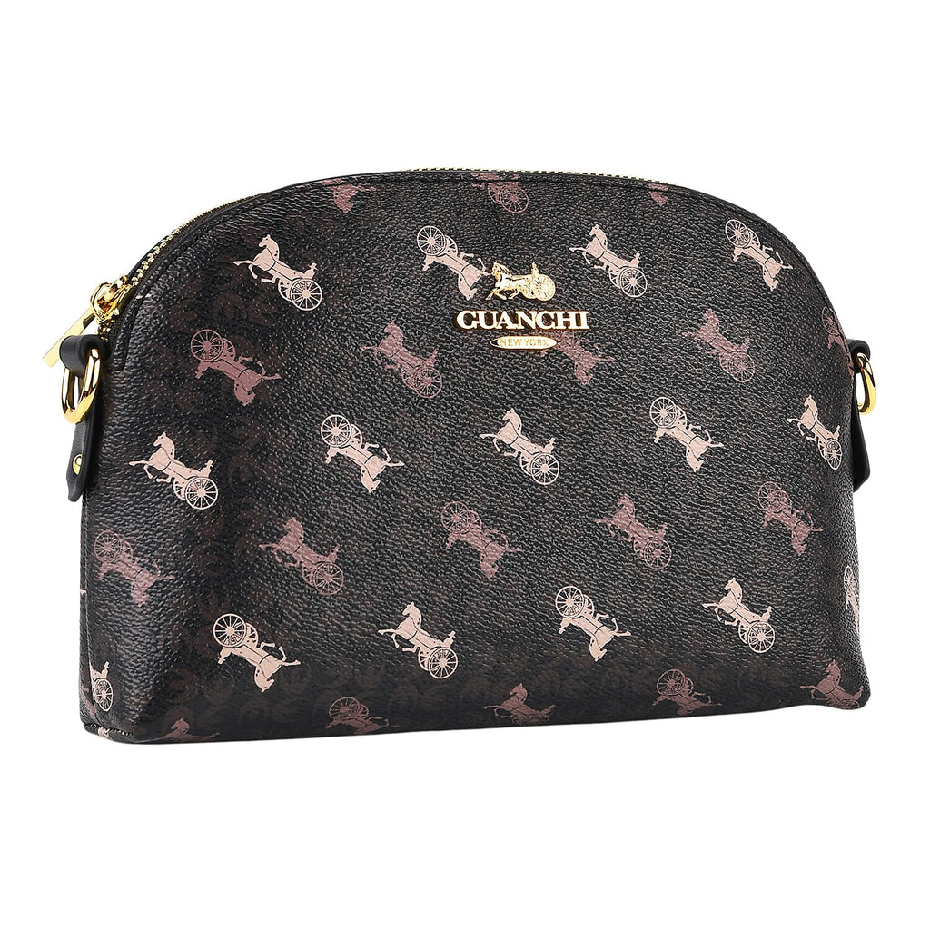 Guanchi Stylish Crossbody Bag with Shoulder Chain Strap - Dark Coffee