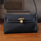 Guanchi Stylish Genuine Leather Crossbody Bag with Shoulder Strap - Black