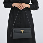 Guanchi Stylish Genuine Leather Crossbody Bag with Shoulder Strap - Black