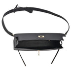 Guanchi Stylish Genuine Leather Crossbody Bag with Shoulder Strap - Black