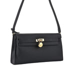 Guanchi Stylish Genuine Leather Crossbody Bag with Shoulder Strap - Black