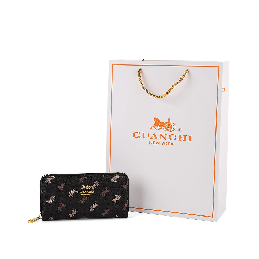 Guanchi Stylish Patterned Wallet - Black & Beige