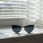 Gucci Cat Eye Sunglasses with Dark Grey Lenses - Gold & Silver