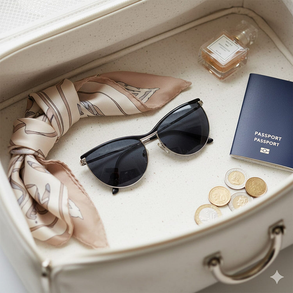Gucci Cat Eye Sunglasses with Dark Grey Lenses - Gold & Silver