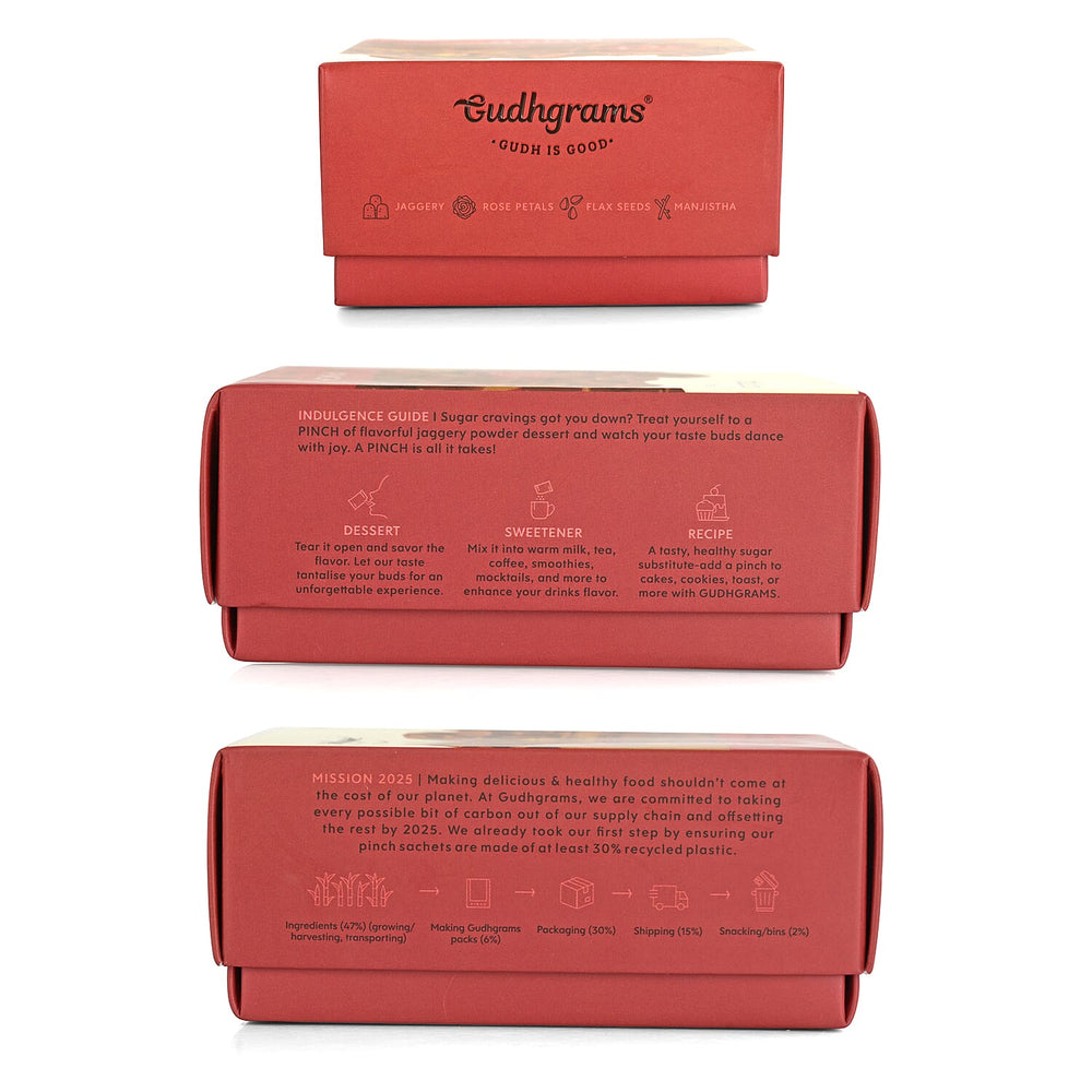 Gudhgrams  PINCH  PINCH-- ROSE - FLAX SEEDS  With the luxury of fragrant Indian rose that fillsthe air with its signature scent.  Enriched with nutrient-rich flax seeds, this is a unique, unmissable c