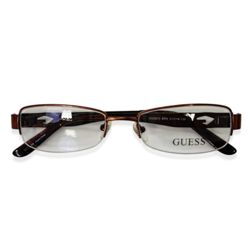 Guess Brown Rectangular Half-Rim Readers With Decorative Guess Logo On Sides (Power 3)