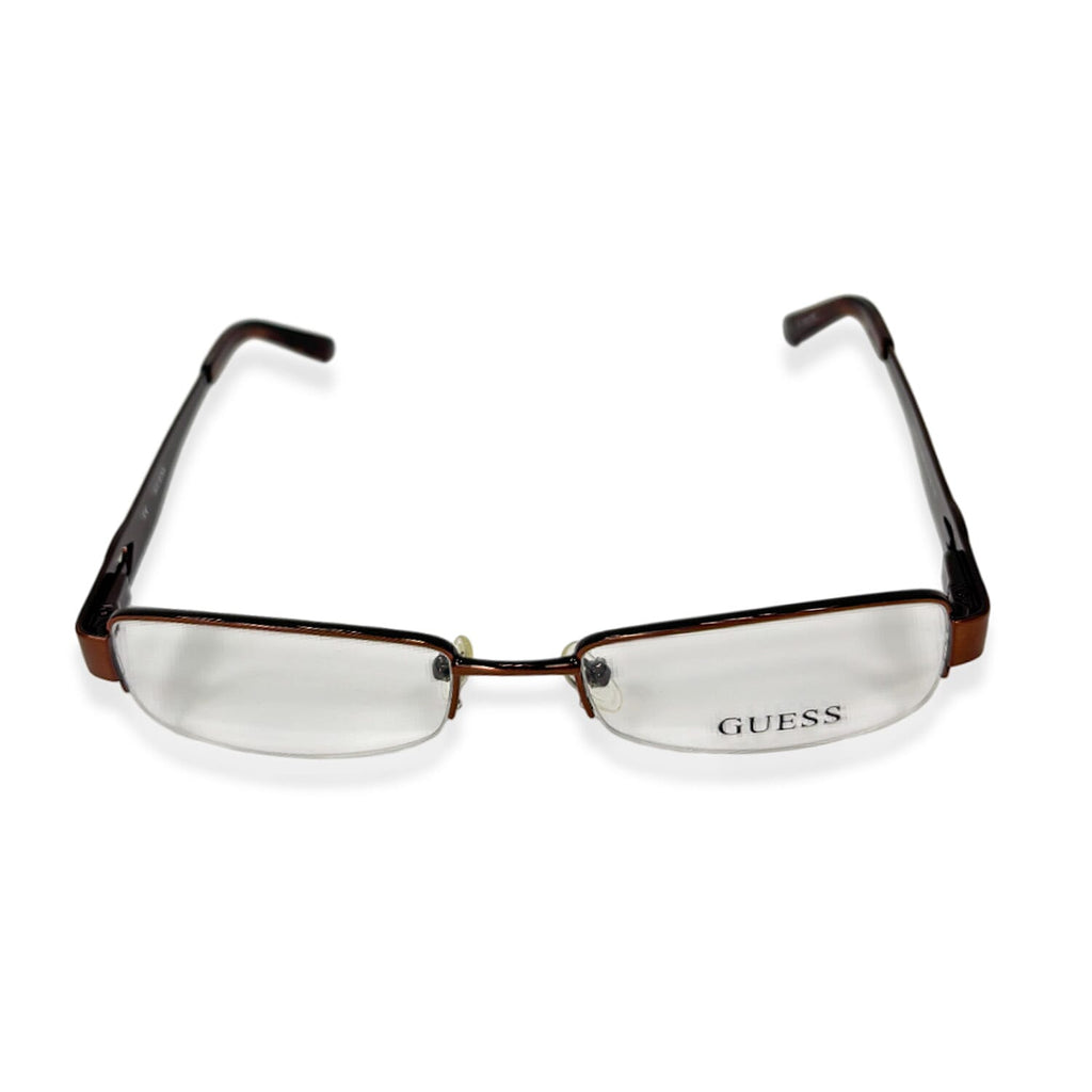 Guess Brown Rectangular Half-Rim Readers With Decorative Guess Logo On Sides (Power 3)