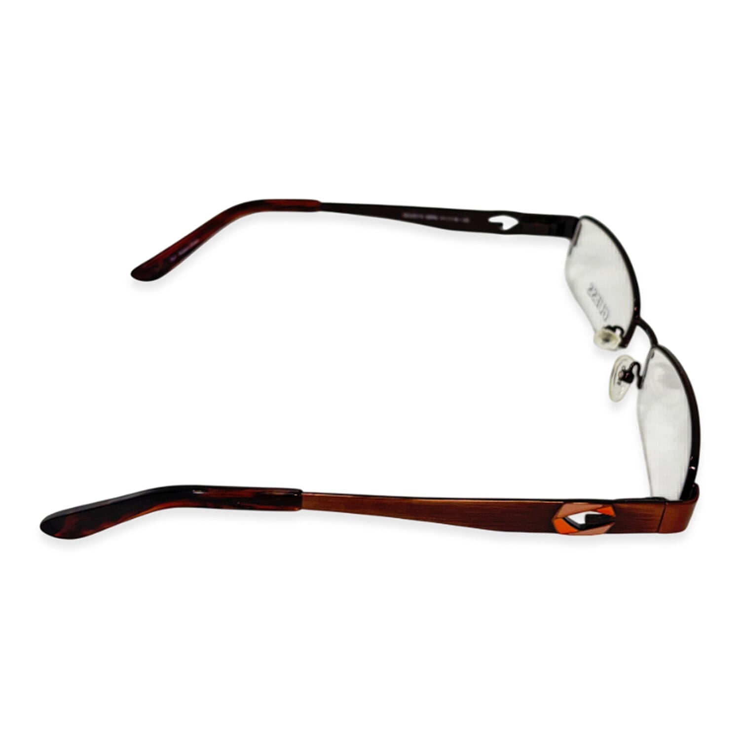 Guess Brown Rectangular Half-Rim Readers With Decorative Guess Logo On Sides (Power 3)