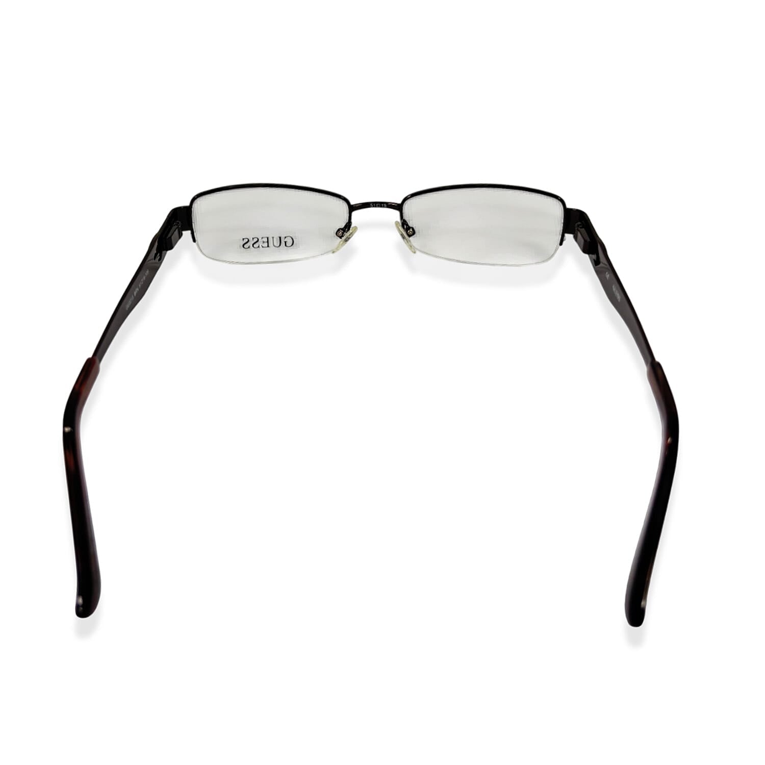 Guess Brown Rectangular Half-Rim Readers With Decorative Guess Logo On Sides (Power 3)