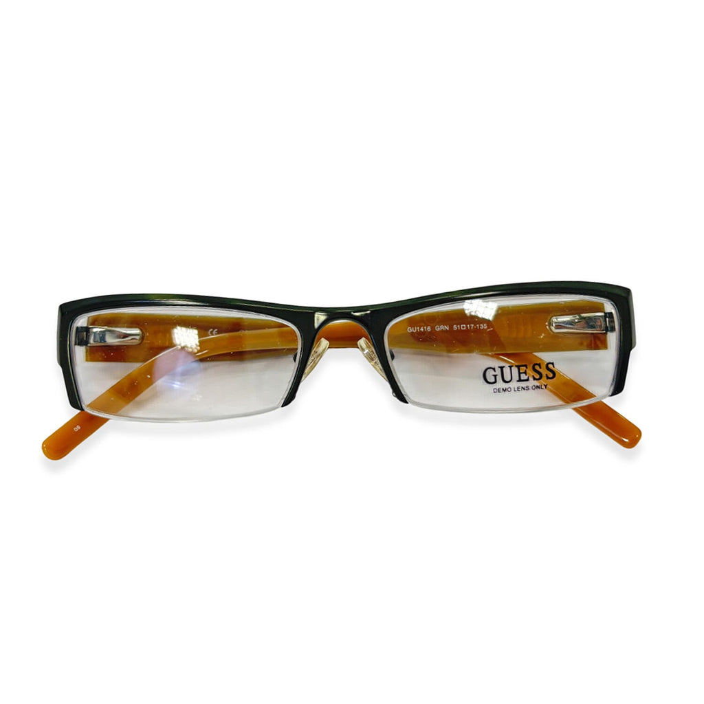 Guess Dark Green & Beige Rectangular Semi-Rimless Readers (Power 1.5)