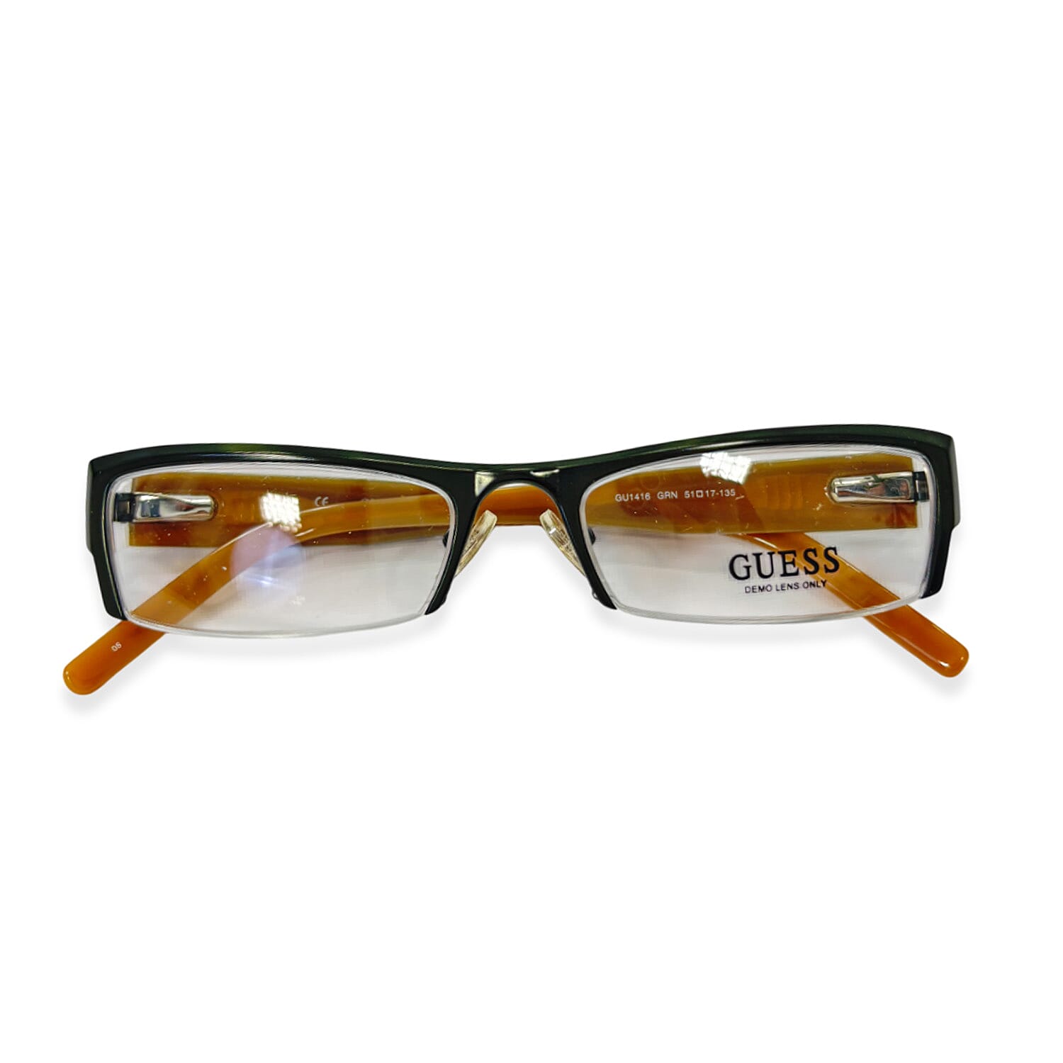 Guess Dark Green & Beige Rectangular Semi-Rimless Readers (Power 1.5)