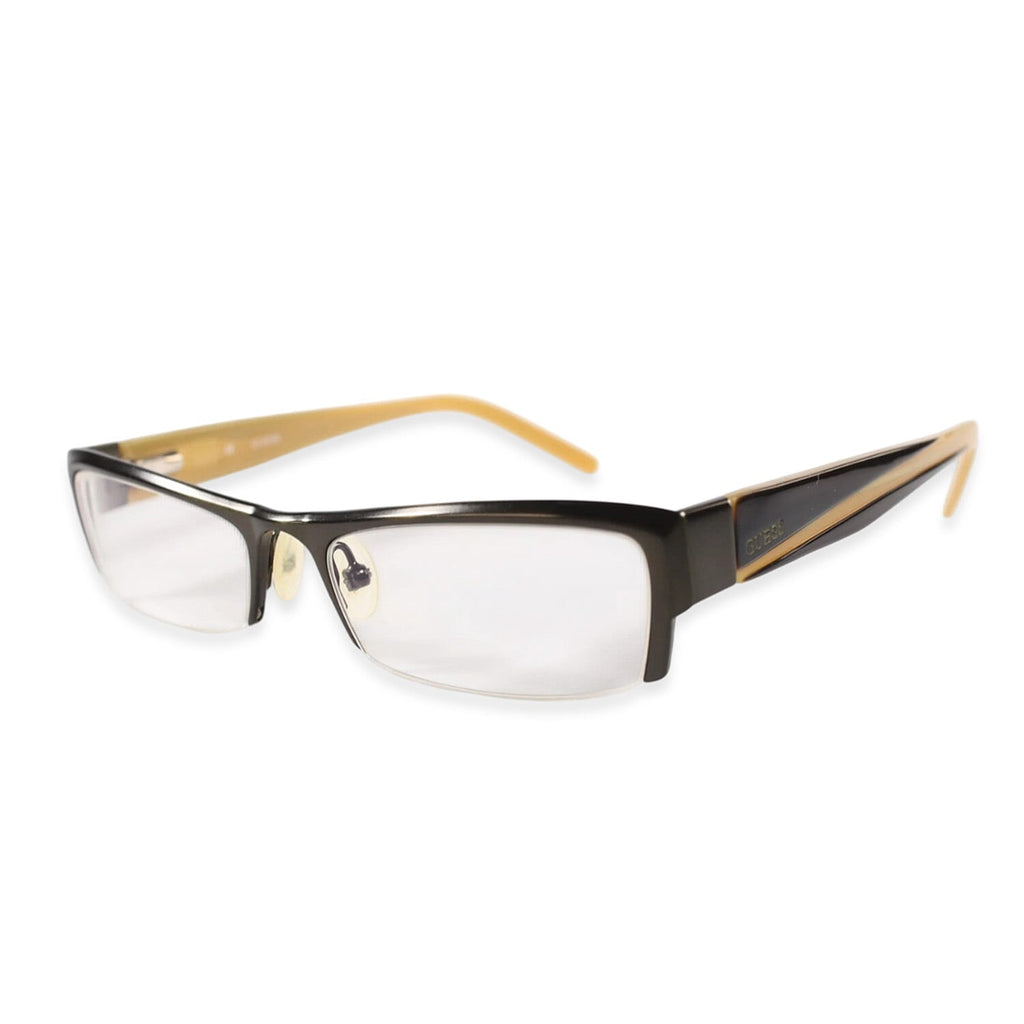 Guess Dark Green & Beige Rectangular Semi-Rimless Readers (Power 1.5)