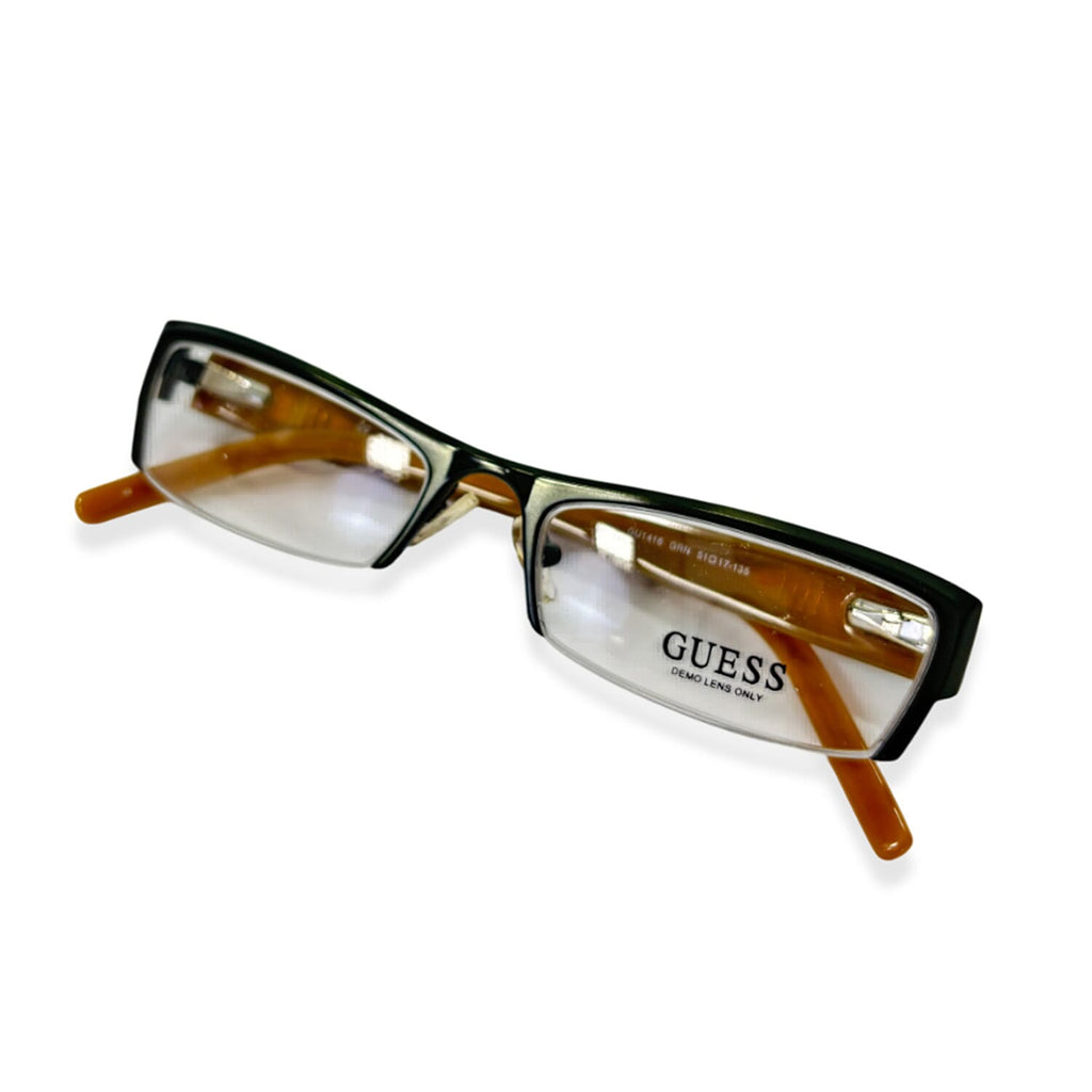Guess Dark Green & Beige Rectangular Semi-Rimless Readers (Power 1.5)