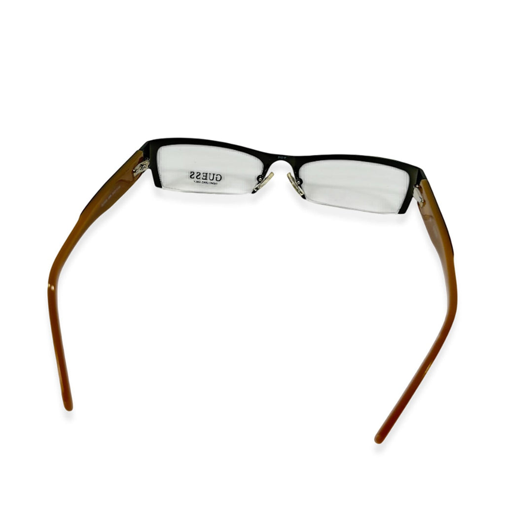 Guess Dark Green & Beige Rectangular Semi-Rimless Readers (Power 1.5)
