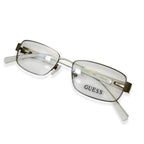 Guess Silver White Metal Rectangular Readers With Guess Logo (Power 2)