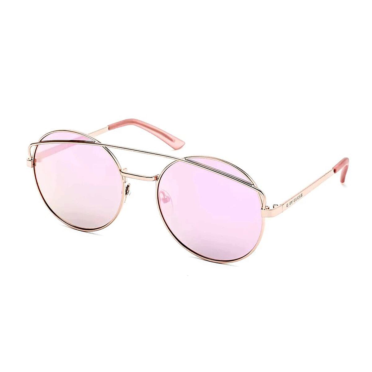 Guess Womens Rose Gold Aviator Sunglasses With Pink Lenses