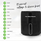 Deluxe Fry Digital Air Fryer From Hamilton Beach 5L - 1500w - Air Fry, Roast, Bake, Reheat - Uses little to no oil - 12 Cooking Presets - 80-200c