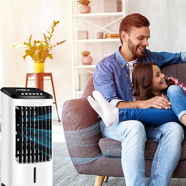Air Cooler with Remote 4 Litre Portable (Size 51x21 Cm) - White - Black