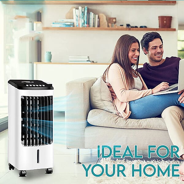 Air Cooler with Remote 4 Litre Portable (Size 51x21 Cm) - White - Black