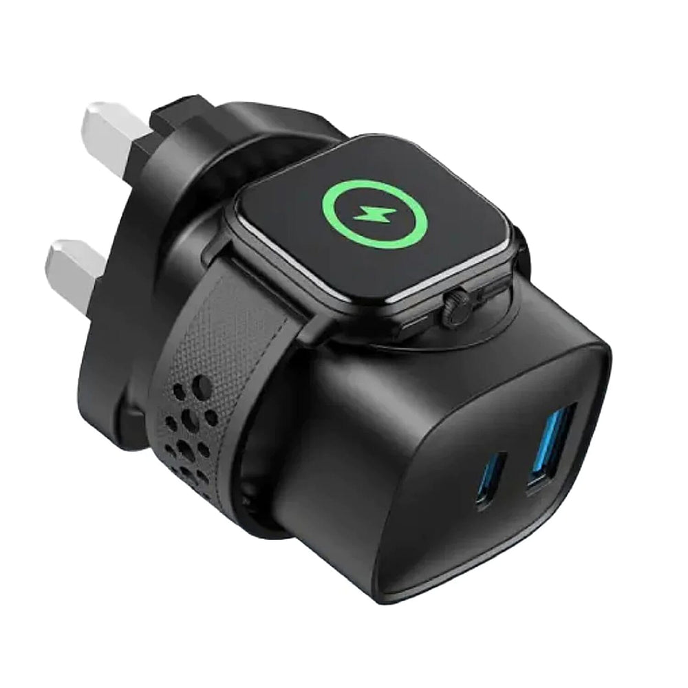 HAVIT 22w Fast Charging 2 Port USB - A & C with Built-in Apple Watch Charger