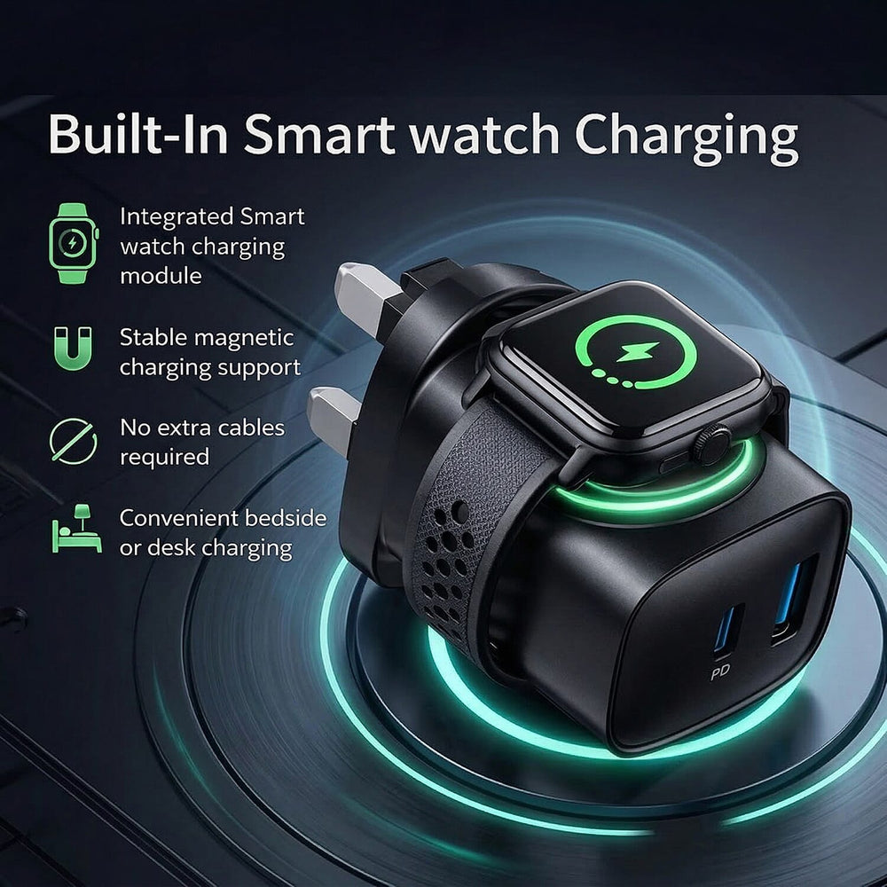 HAVIT 22w Fast Charging 2 Port USB - A & C with Built-in Apple Watch Charger