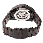 HERITOR Automatic Daniels Sapphire-Coated Mineral Crystal Semi-Skeleton Black Dial 10 ATM Water Resistance with Black Logo-Engraved Stainless Steel Crown & Fold Overl Push Button Bracelet