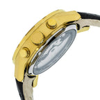 HERITOR Automatic Hannibal Sapphire-Coated Mineral Crystal  Semi-Skeleton Dial Gold Bezel 5 ATM Water Resistance with Black Genuine Leather Crocodile-Embossed Strap